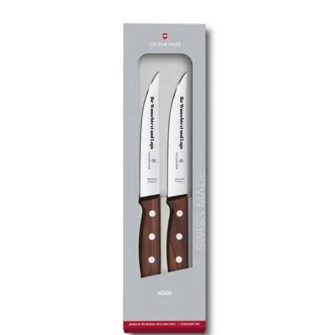 Victorinox Wood Steakmesser-Set, 2-teilig – 5.1120.2RADG, Mit Gratis Gravur