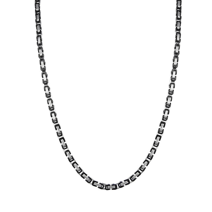 Personalisierte Königskette Collier Edelstahl Bi-color (Silber-Schwarz) Unisex, Mit Gratis Lieferung