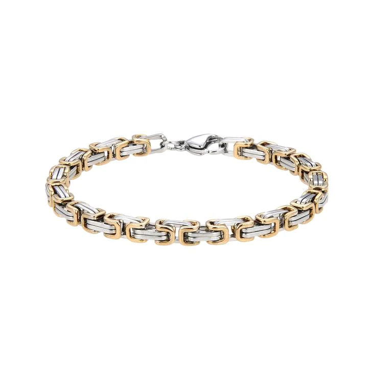 Personalisierte Königskette Armband Edelstahl Bi-color (Silber-Gold) Damen/Herren/Unisex, Mit Gratis Lieferung