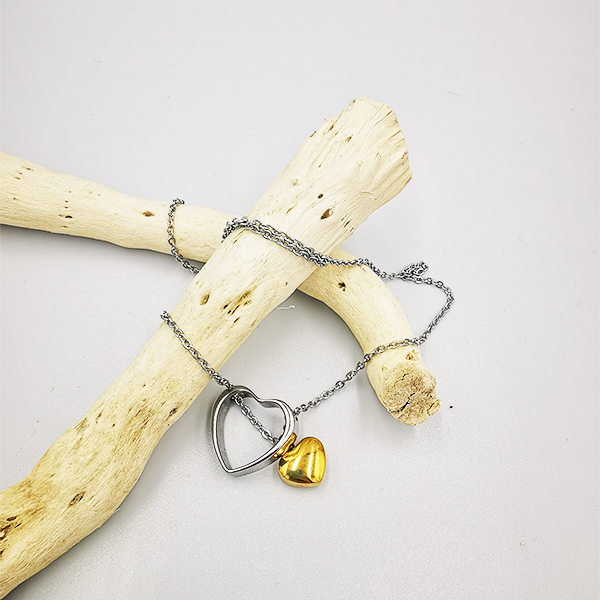 Persolisierte Urnenmedaillon für Damen mit doppelter Herzkette (Silber und Gold), um Ihre Erinnerungen lebendig zu halten