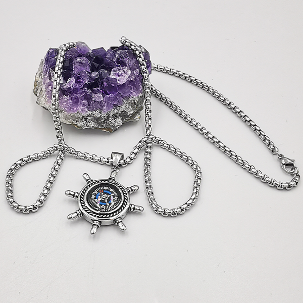 Persolisierte Herren Halsketten Geometrisch Titan Stahl Anker Modern und Cool Silber 55 cm Halskette