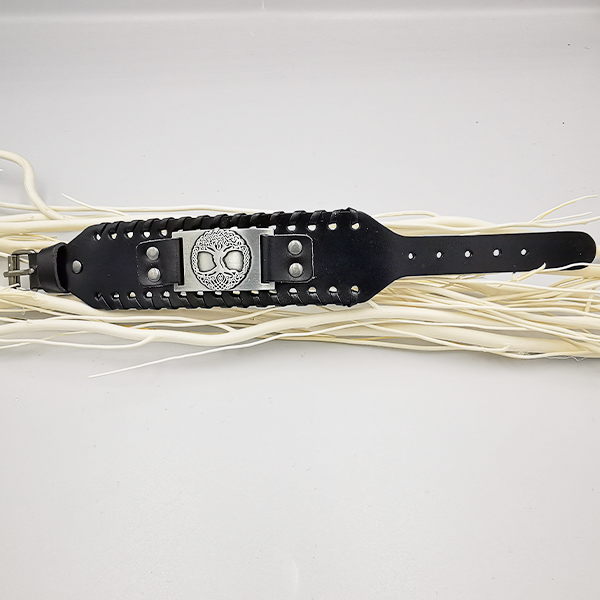 Personalisierte Wikinger- Lederarmband, Baum des Lebens. Skandinavisches Talisman Silberarmband