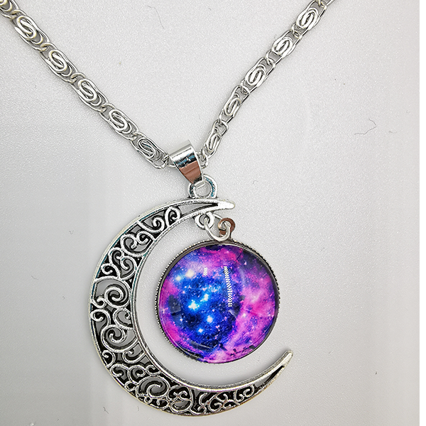 Persolisierte Opal, lang, geschnitzt, MOND, Galaxie, Halbmond, Damen, spezieller Hippie- Look, synthetische Steine und Legierung