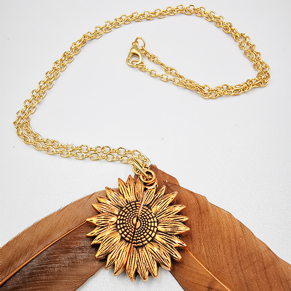 Persolisierte Sunflower moderne Chrom Rose Gold Damen- Halskette 45 cm kann jeden Tag getragen werden