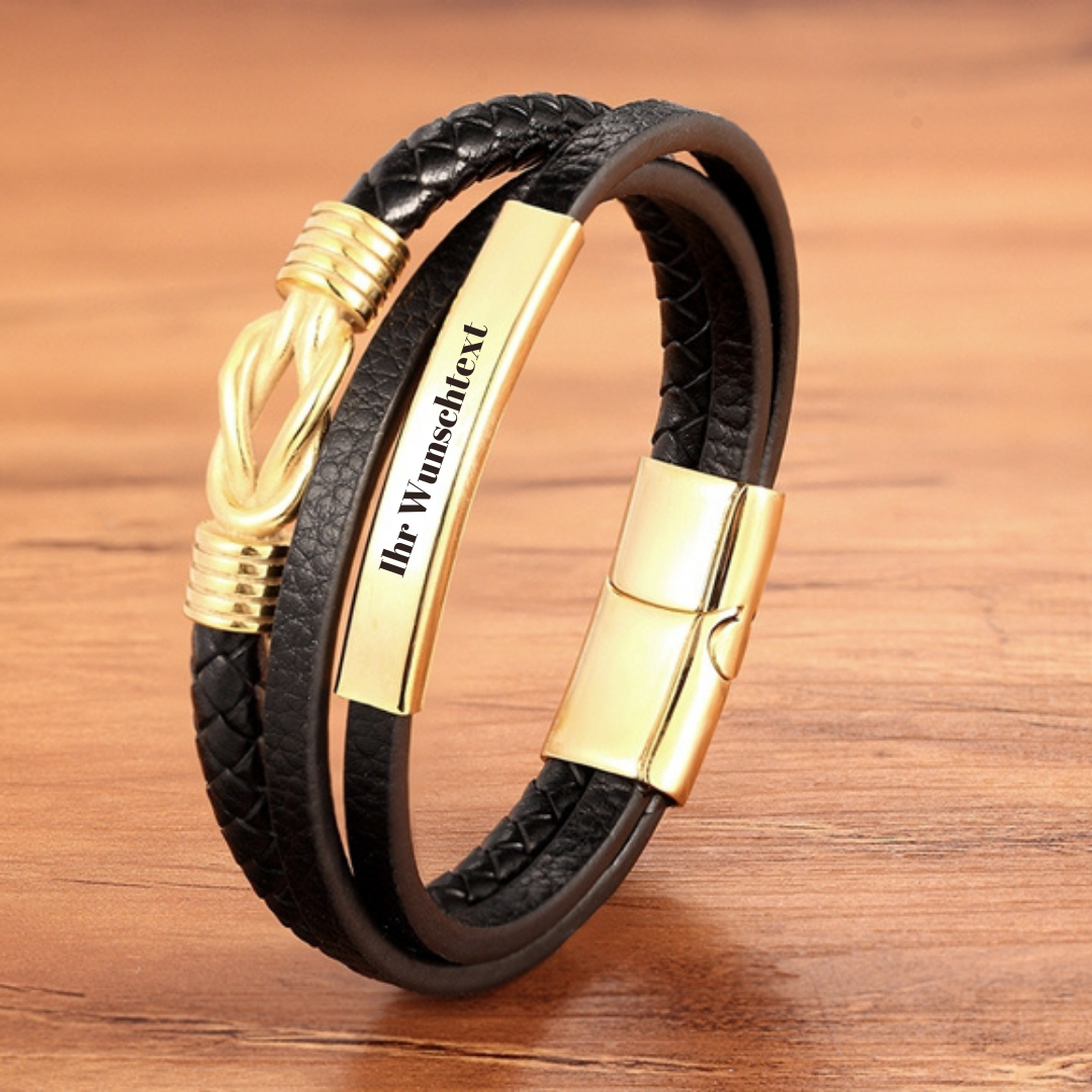 Personalisierte Männer Armband Aus Echtem Leder Geflochtenen Seil Gold / Silber Farbe Trendy Edelstahl Zubehör Armreifen Schmuck