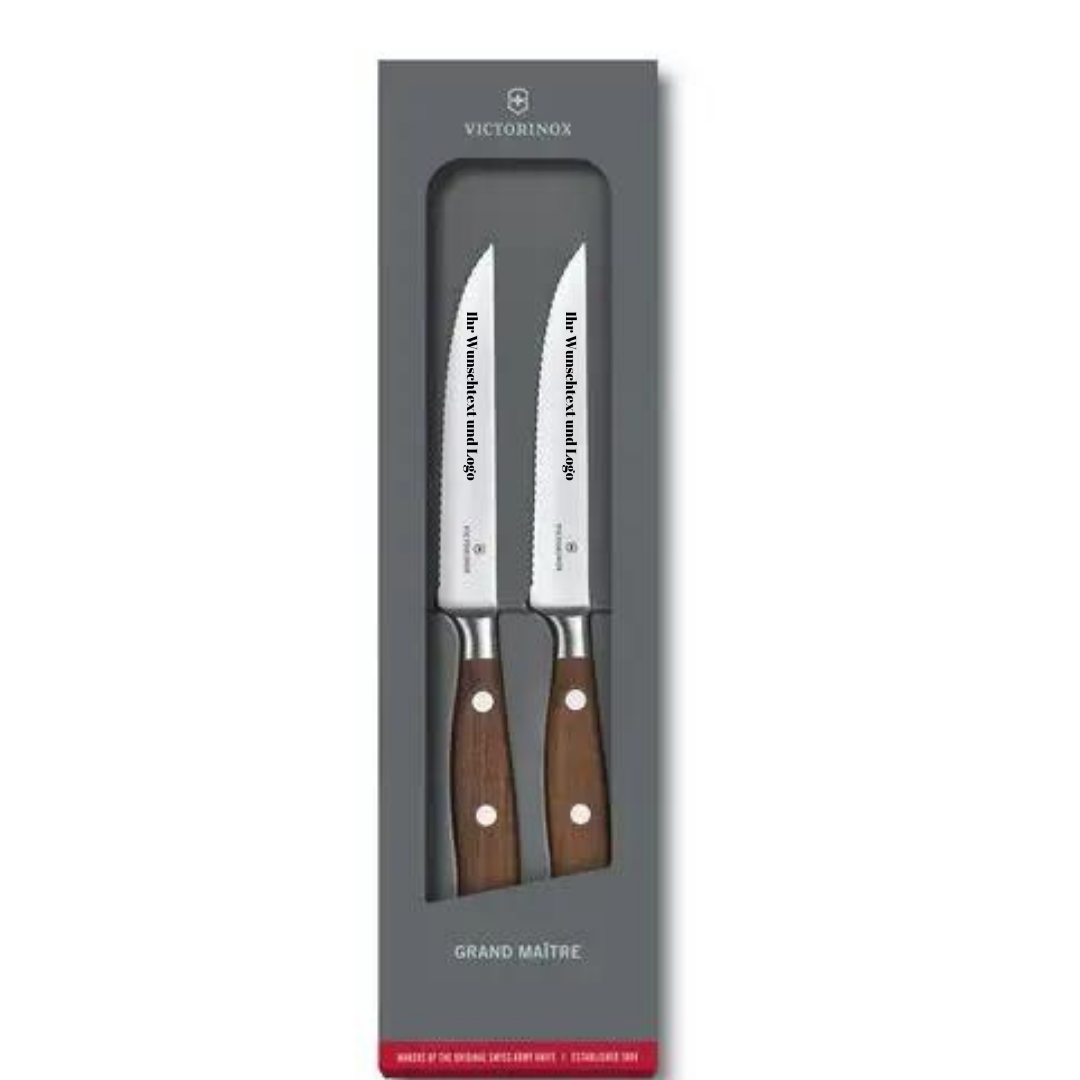 Victorinox Grand Maître Wood Steakmesser-Set – 7.7240.2W, Mit Gratis Gravur