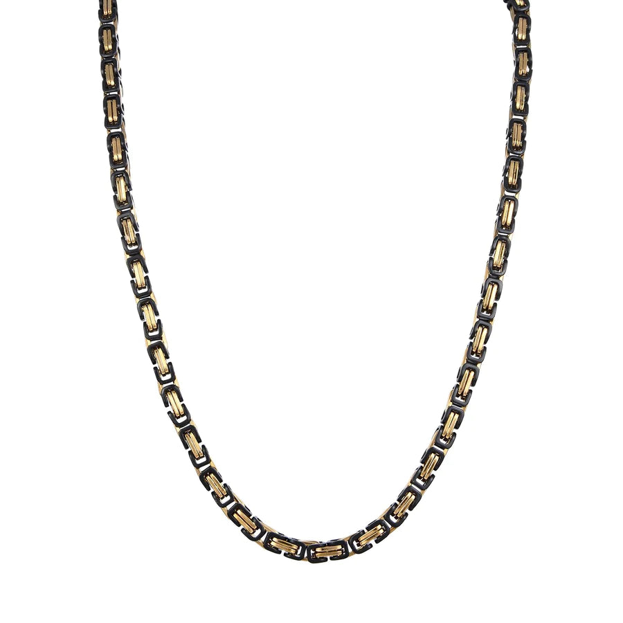 Personalisierte Königskette Collier Edelstahl Bi-color (Gold-Schwarz) Unisex, Mit Gratis Lieferung