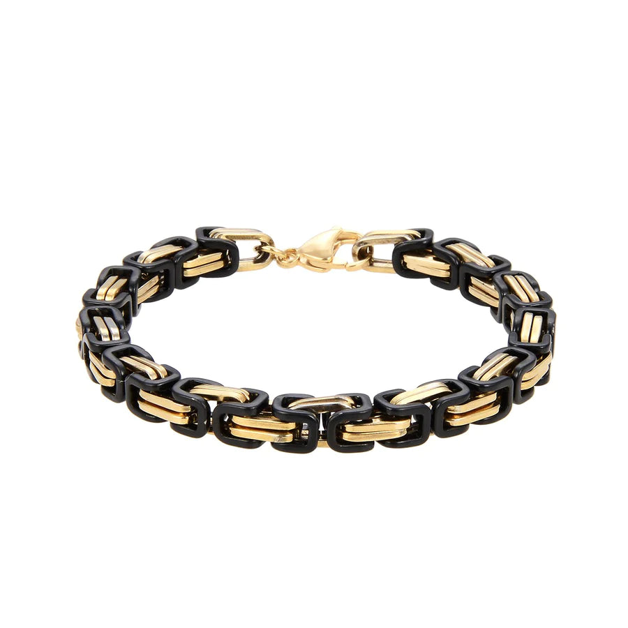 Personalisierte Königskette Armband Edelstahl Bi-color (Gold-Schwarz) Damen/Herren/Unisex, Mit Gratis Lieferung