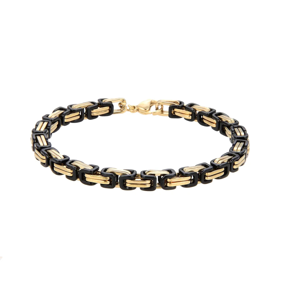 Personalisierte Königskette Armband Edelstahl Bi-color (Gold-Schwarz) Damen/Herren/Unisex, Mit Gratis Lieferung