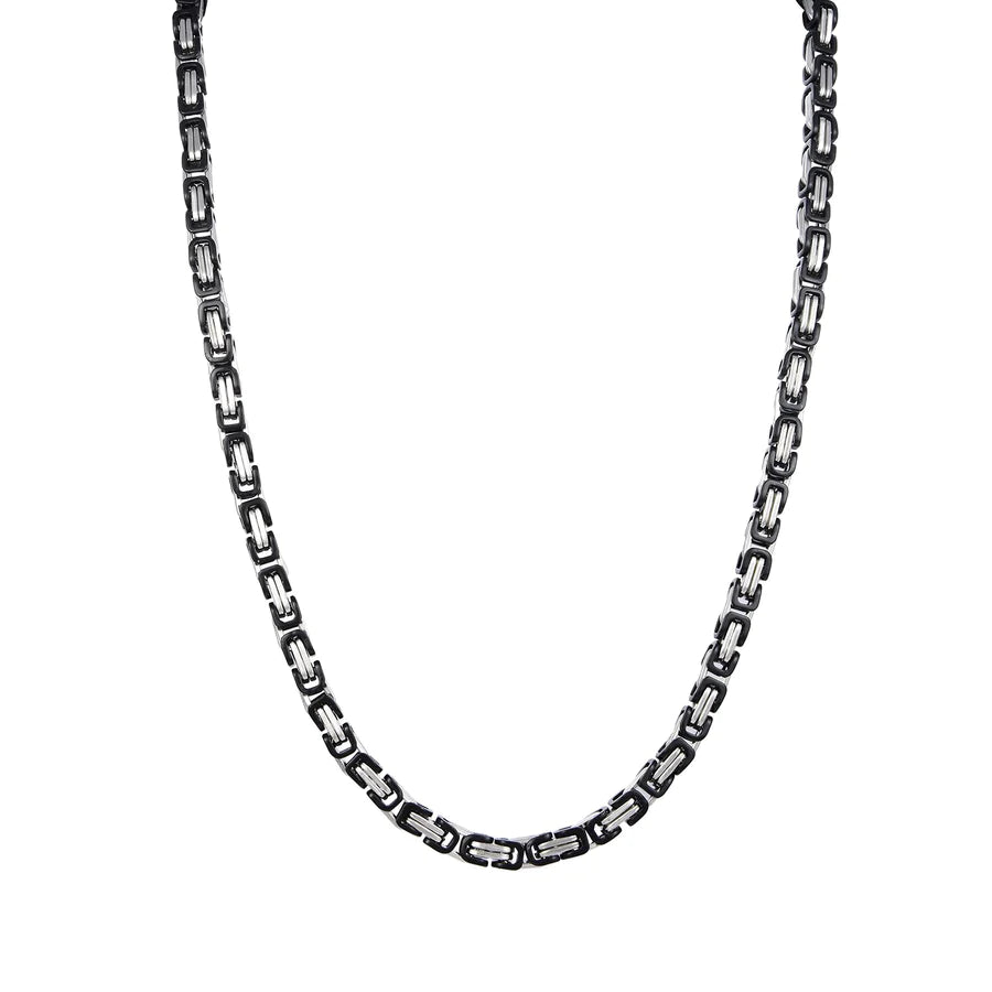 Personalisierte Königskette Collier Edelstahl Bi-color (Silber-Schwarz) Unisex, Mit Gratis Lieferung