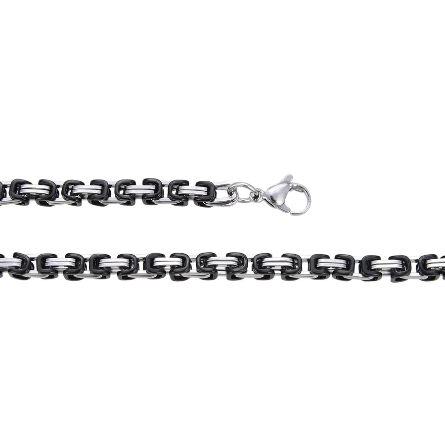 Personalisierte Königskette Collier Edelstahl Bi-color (Silber-Schwarz) Unisex, Mit Gratis Lieferung