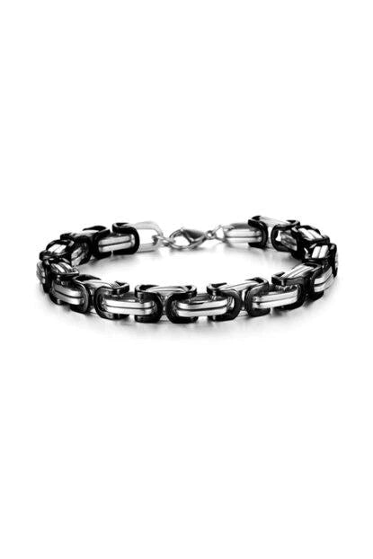 Personalisierte Königskette Armband Edelstahl Bi-color (Silber-Schwarz) Damen/Herren/Unisex,Mit Gratis Lieferung