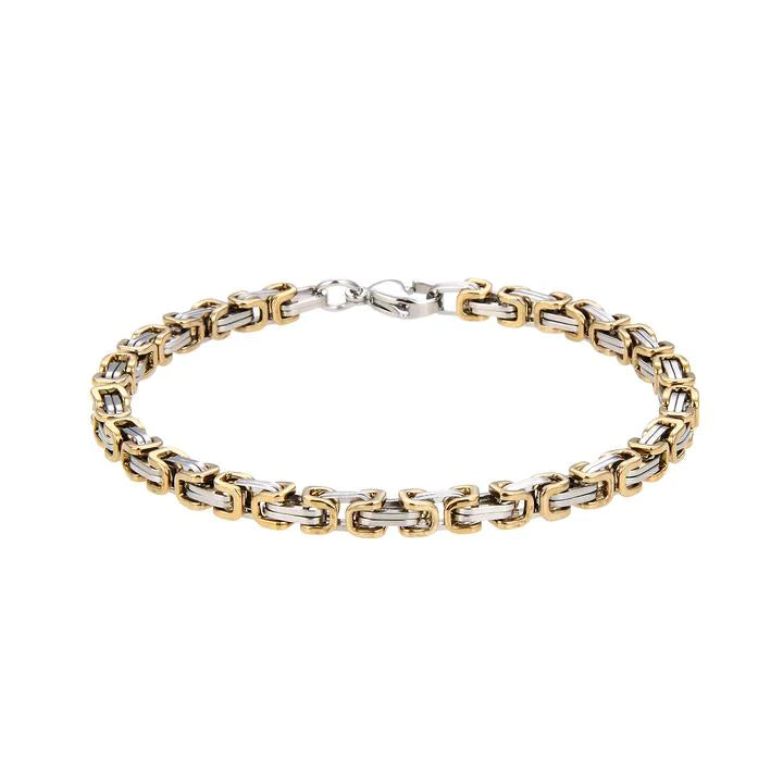 Personalisierte Königskette Armband Edelstahl Bi-color (Silber-Gold) Damen/Herren/Unisex, Mit Gratis Lieferung