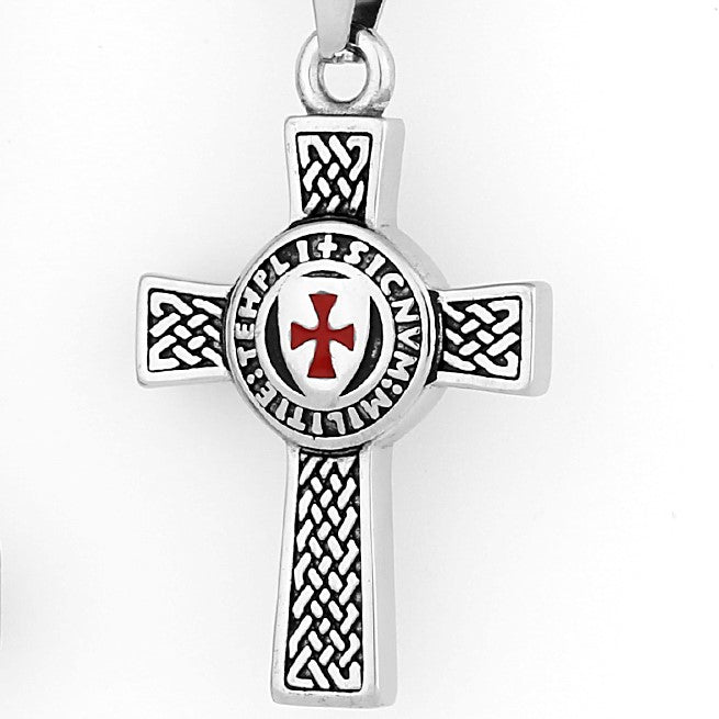 Persolisierte 316L Edelstahl Kreuz Schild Drop Rot und Weiß männer Anhänger Halskette Retro Quer Mode Schmuck