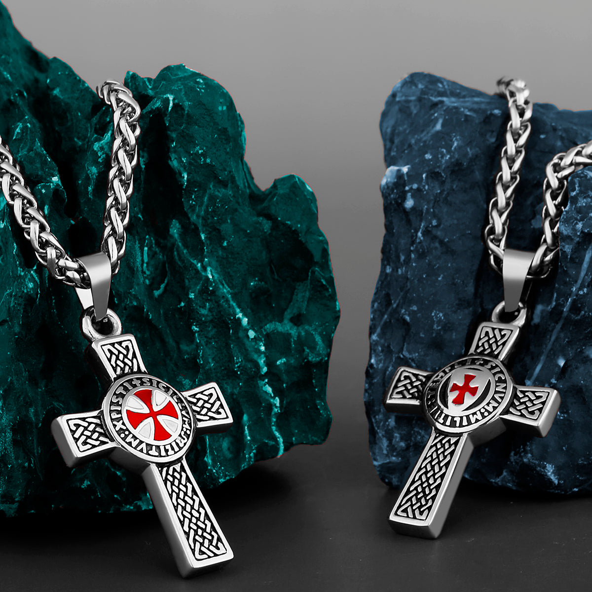 Persolisierte 316L Edelstahl Kreuz Schild Drop Rot und Weiß männer Anhänger Halskette Retro Quer Mode Schmuck