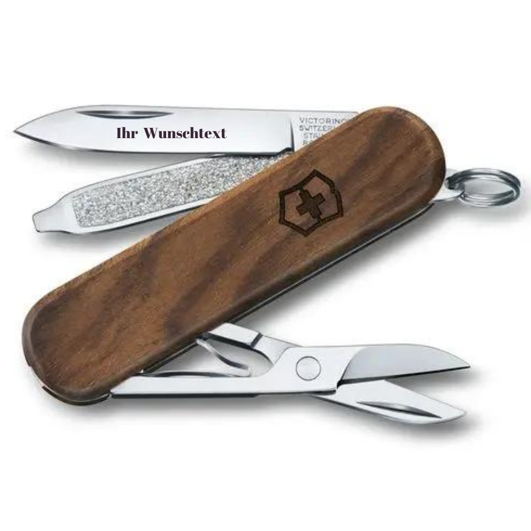 VICTORINOX CLASSIC SD WOOD NUSSBAUMHOLZ - 0.6221.63 ,MIT GRATIS GRAVUR