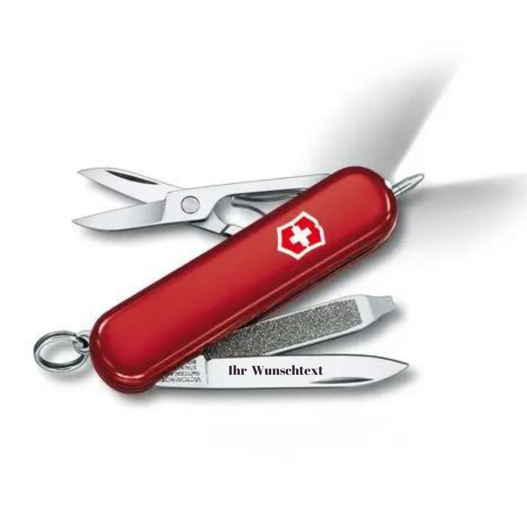 VICTORINOX SIGNATURE LITE ROT MIT LED LICHT – 0.6226 ,MIT GRATIS GRAVUR