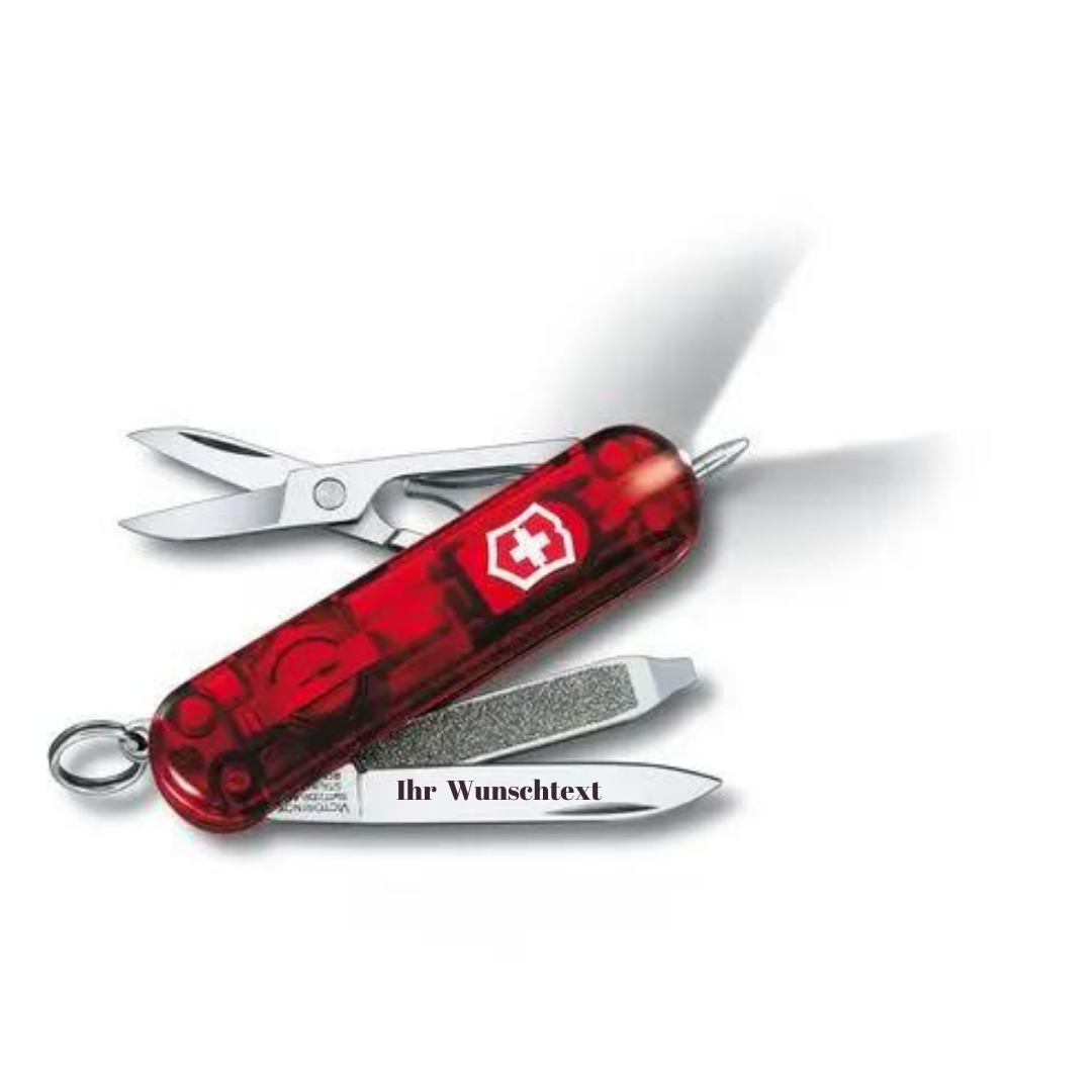 VICTORINOX SIGNATURE LITE ROT TRANSPARENT -0.6226.T ,MIT GRATIS GRAVUR