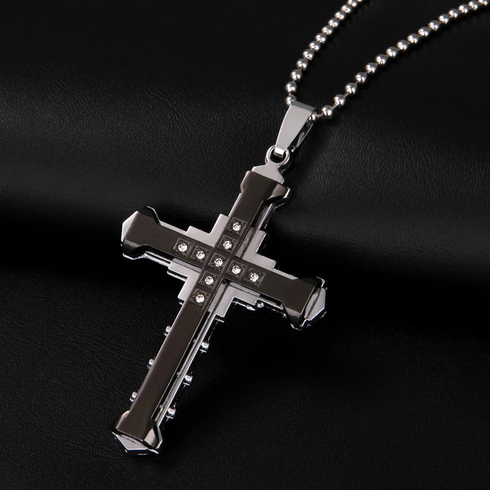 Persolisierte Neue Männliche Kristall Kreuz Jesus Anhänger Zirkonia Kreuz Anhänger Halskette Edelstahl Schmuck