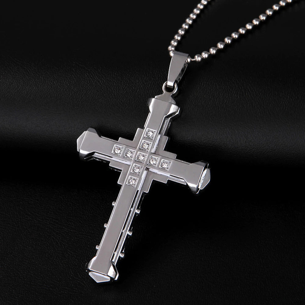 Persolisierte Neue Männliche Kristall Kreuz Jesus Anhänger Zirkonia Kreuz Anhänger Halskette Edelstahl Schmuck