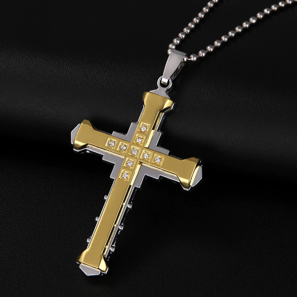 Persolisierte Neue Männliche Kristall Kreuz Jesus Anhänger Zirkonia Kreuz Anhänger Halskette Edelstahl Schmuck