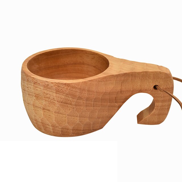 Personalisierte Handgefertigte nordische Personalisiere Kuksa-Holztasse, tragbare Kaffeetasse, Outdoor-Reise- und Campingtasse, Wasser trinkbecher